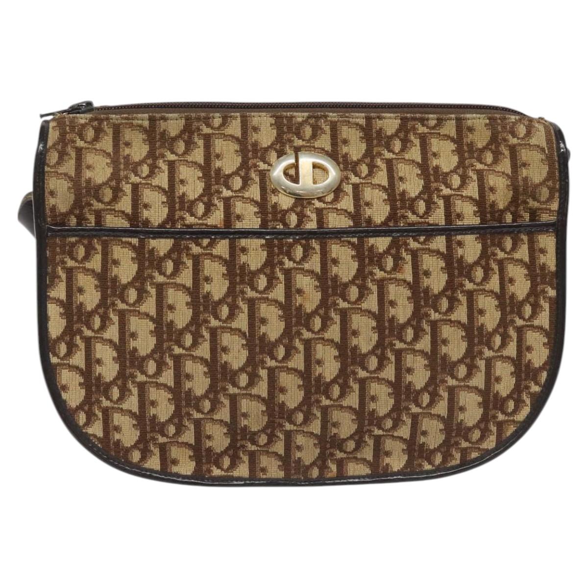 Dior Trotter Brown Canvas Shoulder Bag (Pre-Owned)