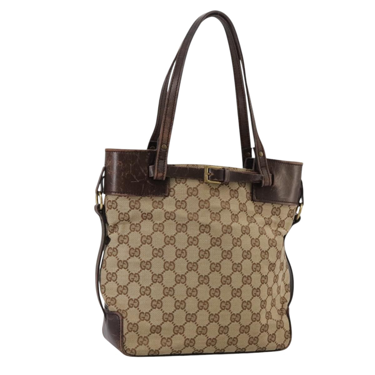 Gucci Gg Canvas Beige Canvas Tote Bag (Pre-Owned)
