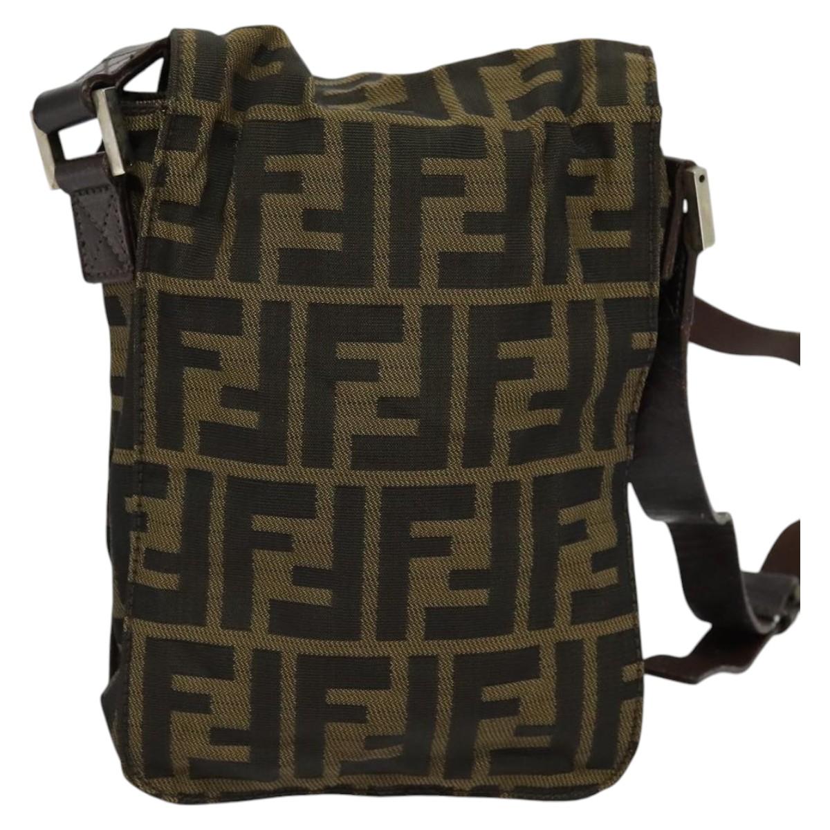 Fendi Zucca Brown Canvas Shoulder Bag (Pre-Owned)
