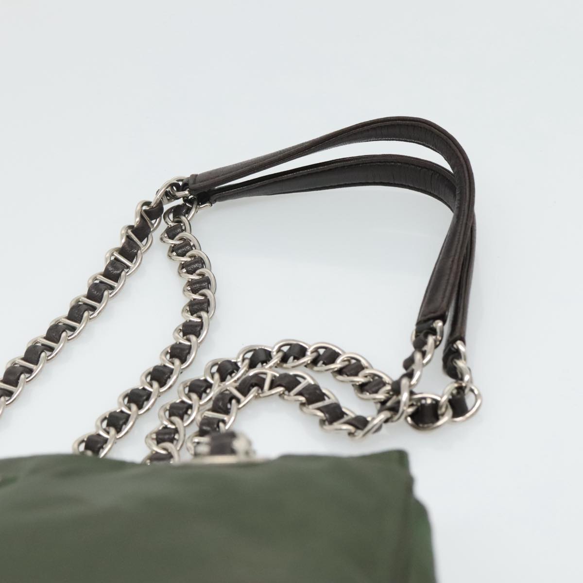 Prada Tessuto Khaki Synthetic Shoulder Bag (Pre-Owned)