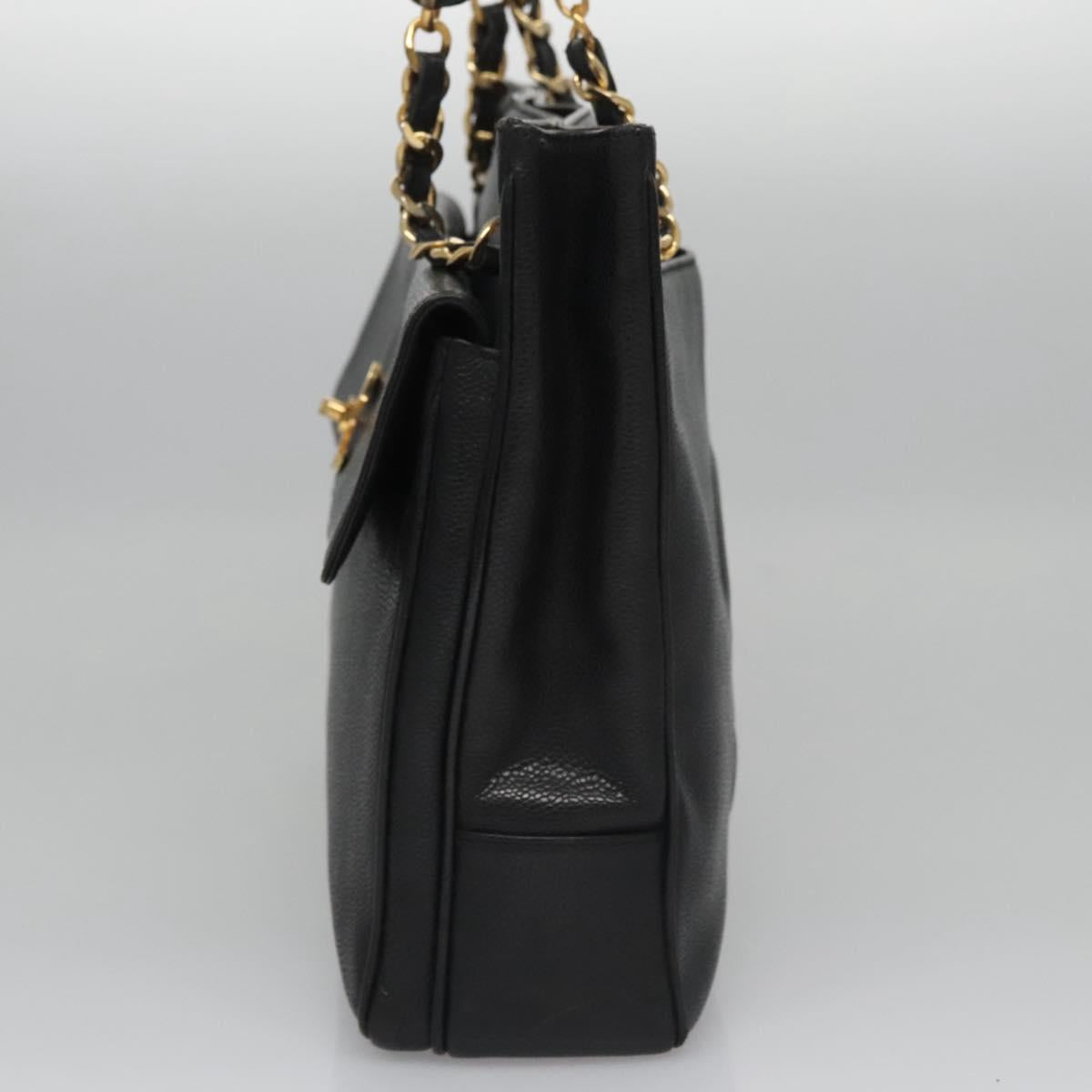 Chanel Cc Totebag Black Leather Tote Bag (Pre-Owned)