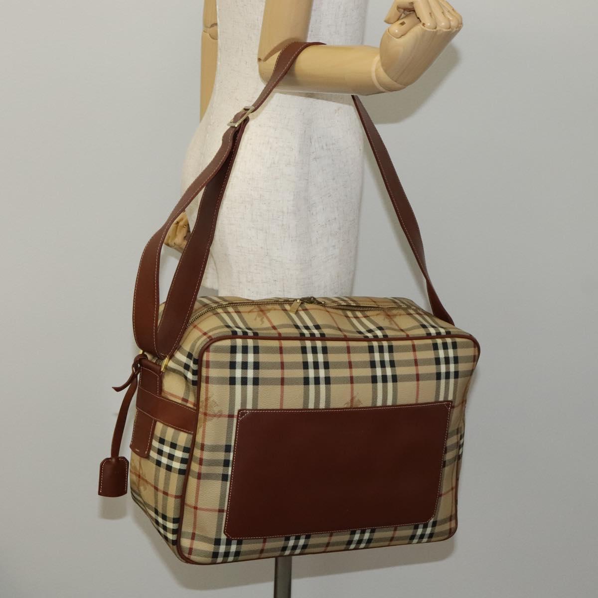 Burberry Haymarket Beige Canvas Shoulder Bag (Pre-Owned)