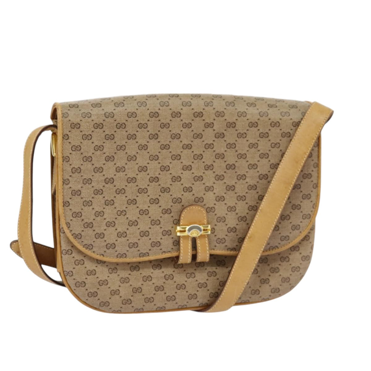 Gucci Micro Small Gg Canvas Beige Canvas Shoulder Bag (Pre-Owned)