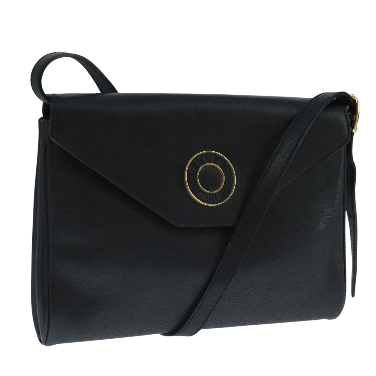 Céline Logo Du Cercle Black Leather Shoulder Bag (Pre-Owned)