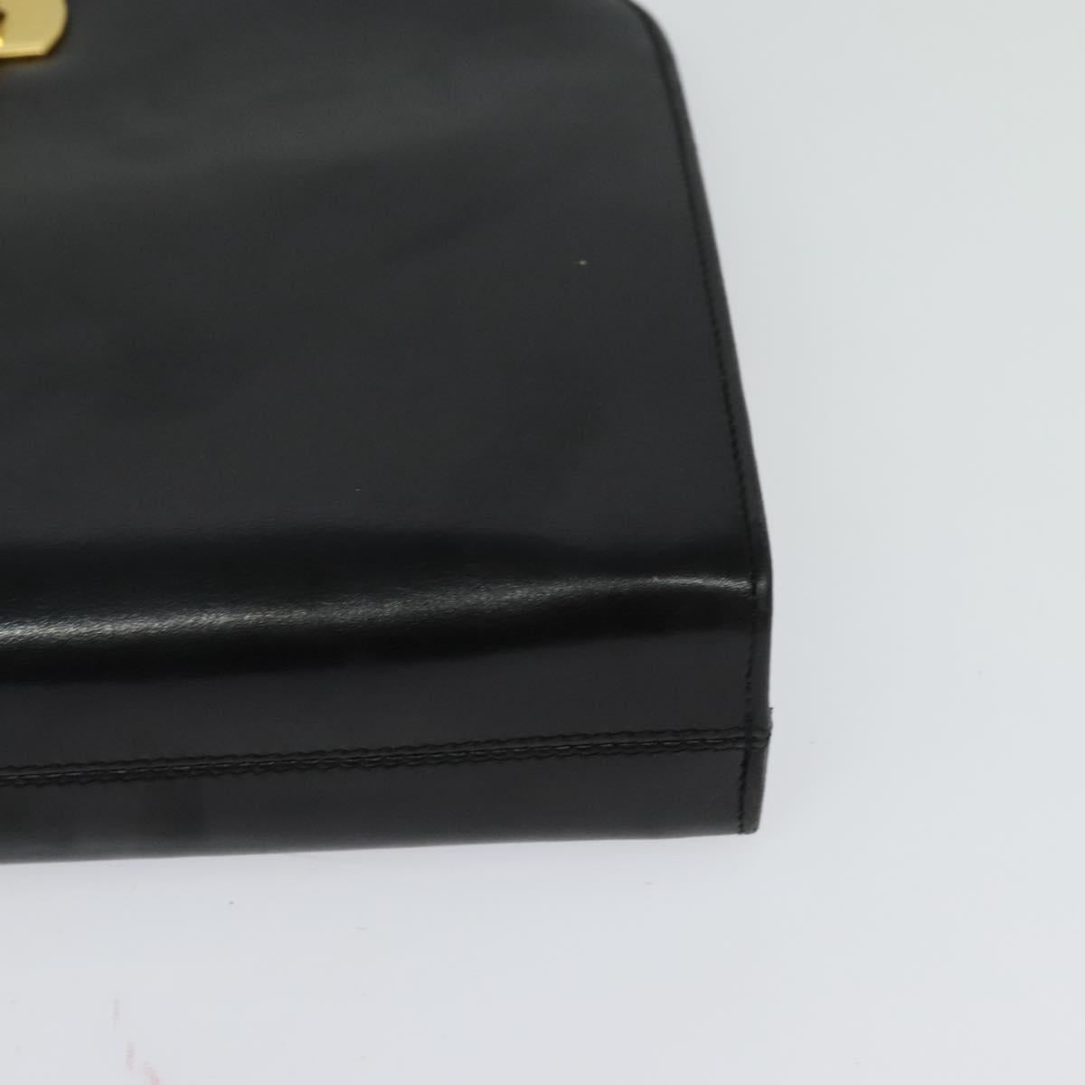 Salvatore Ferragamo Gancini Black Leather Shoulder Bag (Pre-Owned)