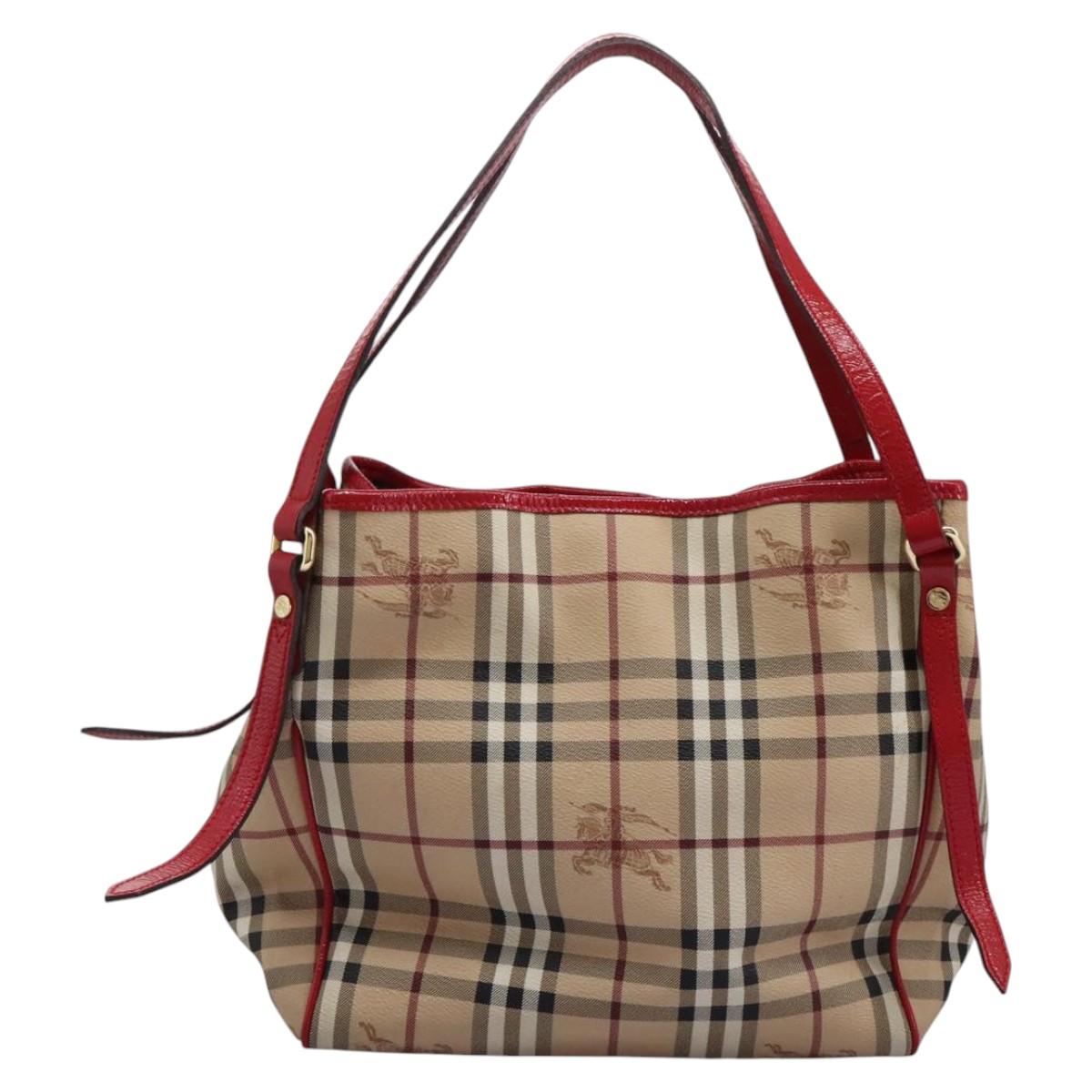 Burberry Nova Check Beige Canvas Shoulder Bag (Pre-Owned)