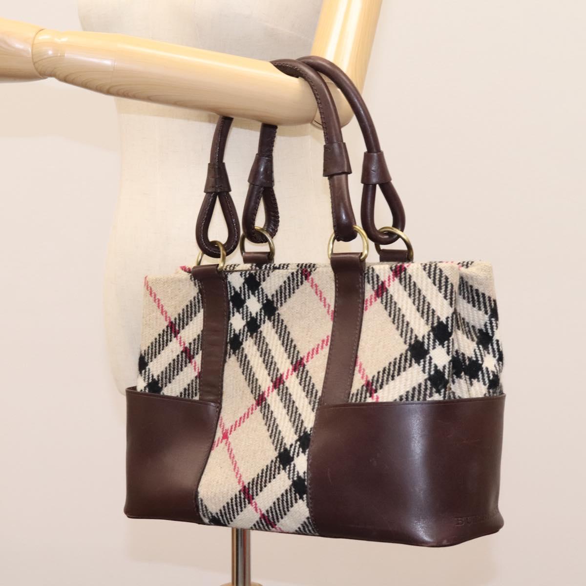 Burberry Nova Check Beige Wool Handbag (Pre-Owned)