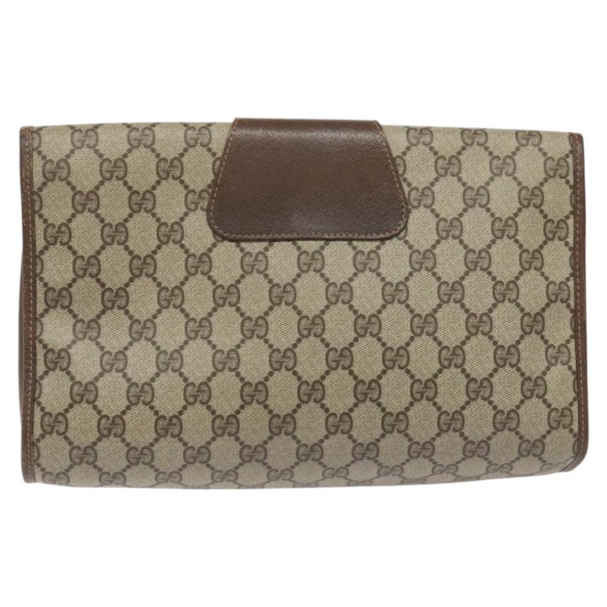 Gucci Ophidia Beige Canvas Clutch Bag (Pre-Owned)