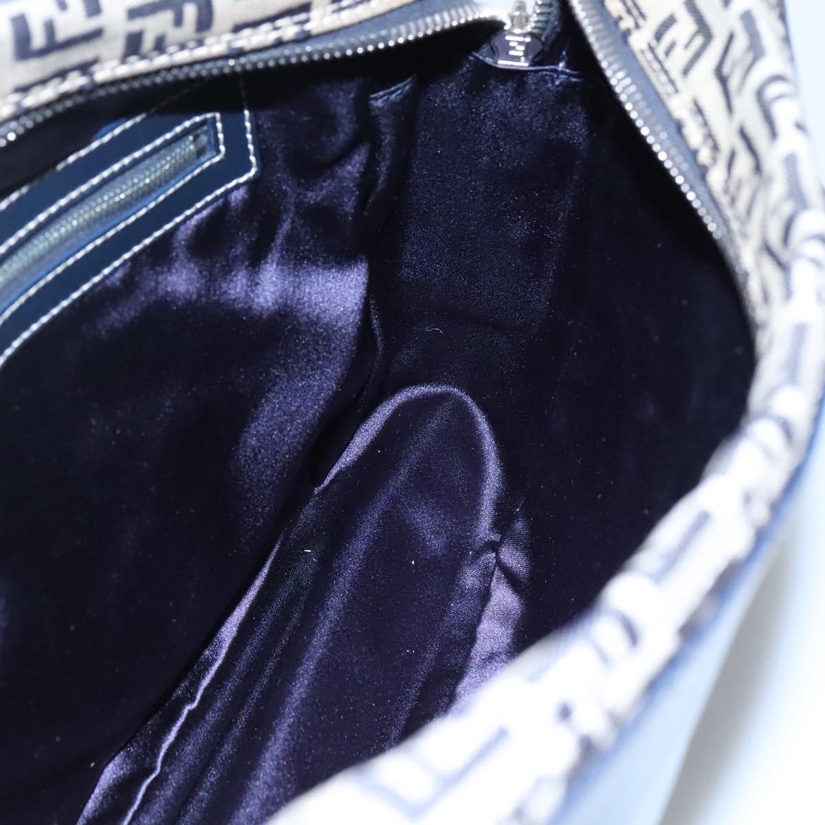 Fendi Zucchino Navy Canvas Shoulder Bag (Pre-Owned)