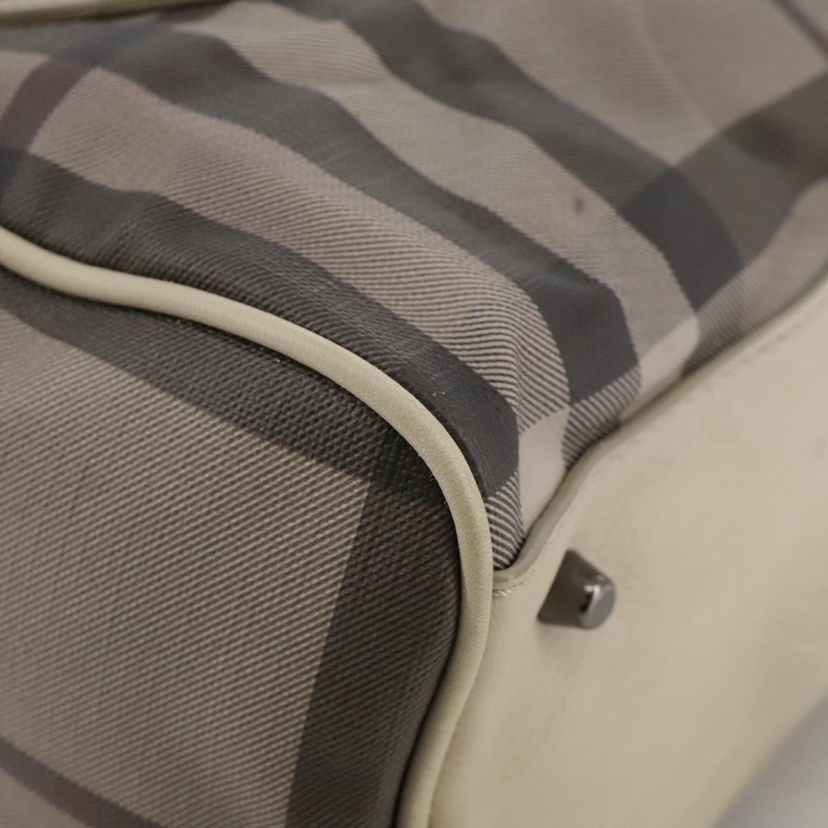 Burberry Smoke Check Grey Canvas Handbag (Pre-Owned)