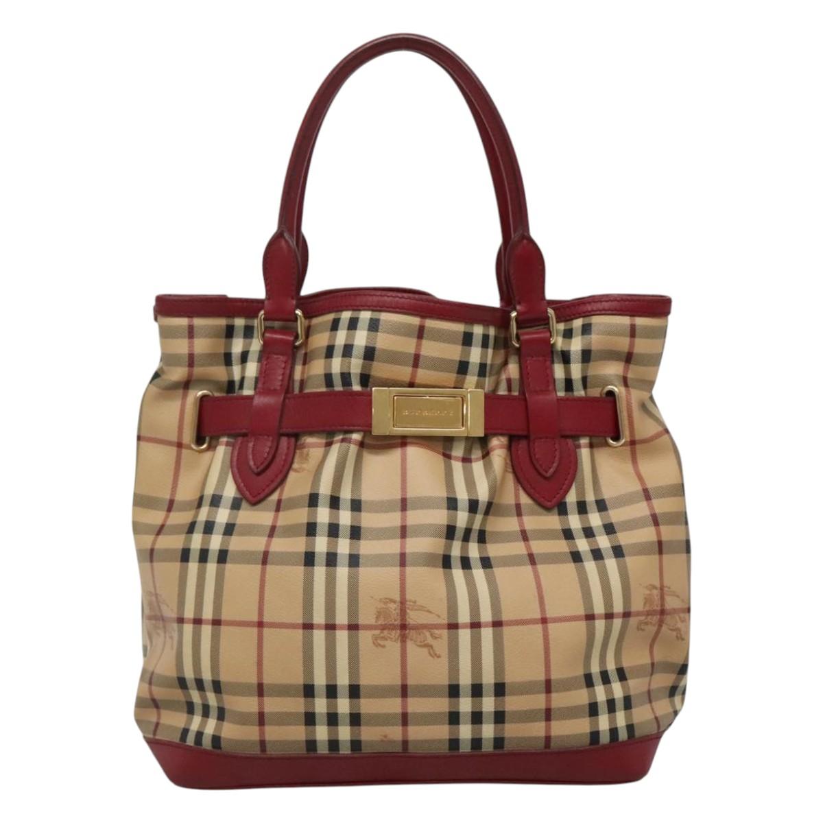 Burberry Haymarket Beige Canvas Handbag (Pre-Owned)