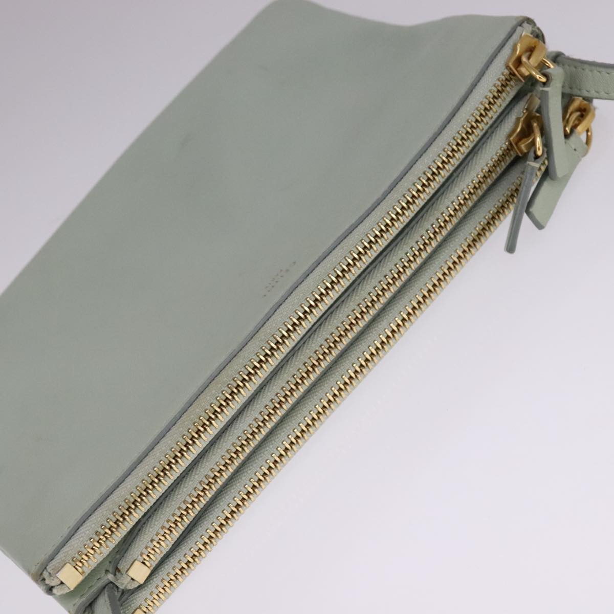 Céline Trio Green Leather Shoulder Bag (Pre-Owned)