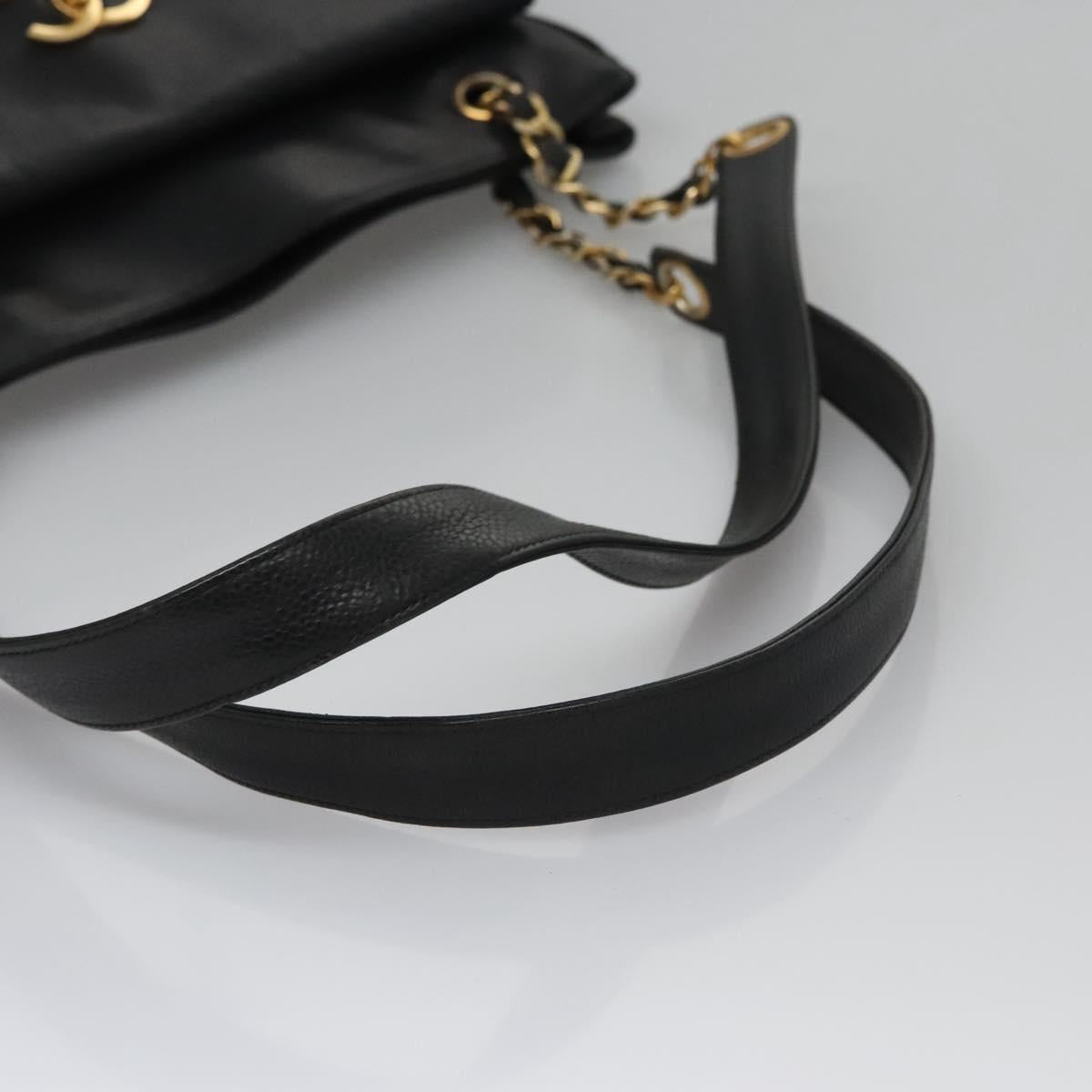 Chanel Cc Totebag Black Leather Tote Bag (Pre-Owned)
