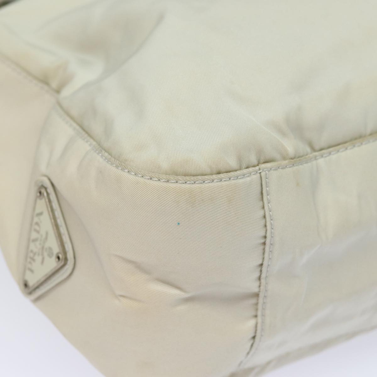 Prada Tessuto Ecru Synthetic Shoulder Bag (Pre-Owned)