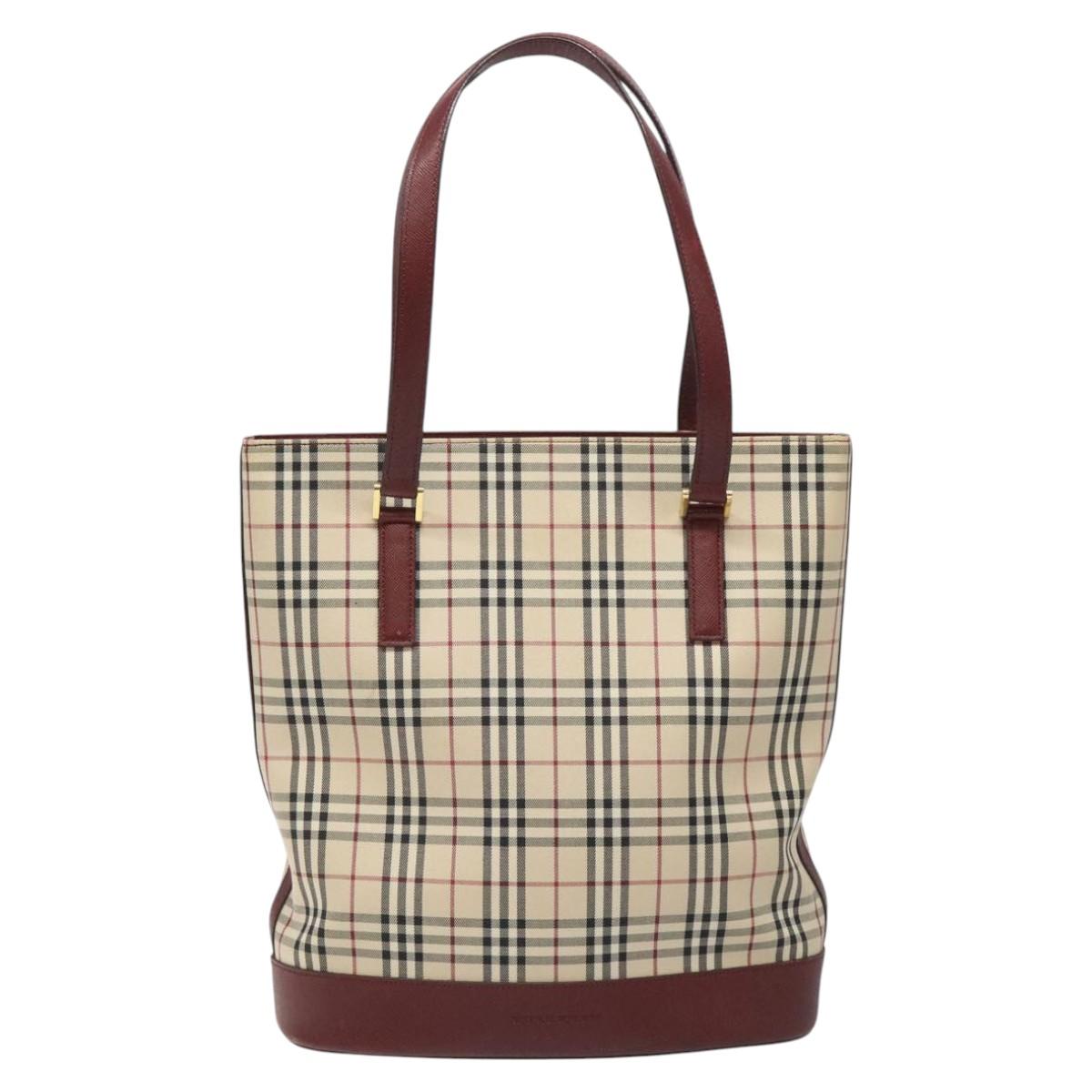 Burberry Nova Check Beige Canvas Tote Bag (Pre-Owned)