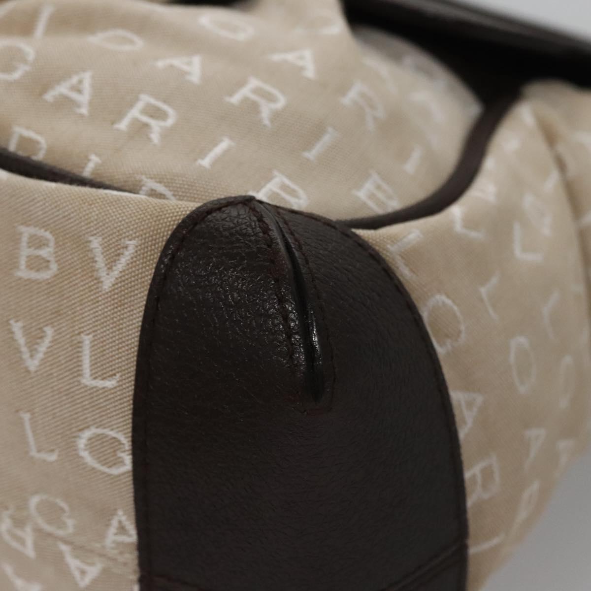 Bulgari Logo Mania Beige Canvas Handbag (Pre-Owned)