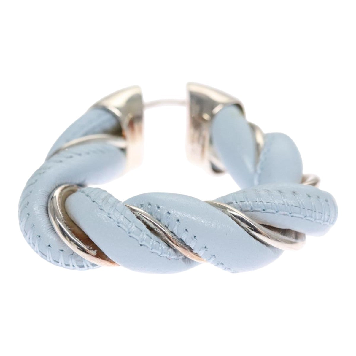 Bottega Veneta The Twist Blue Leather Earring Jewelry (Pre-Owned)