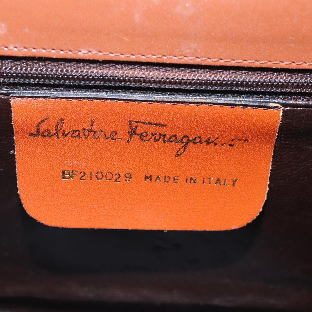 Salvatore Ferragamo Gancini Brown Leather Shoulder Bag (Pre-Owned)