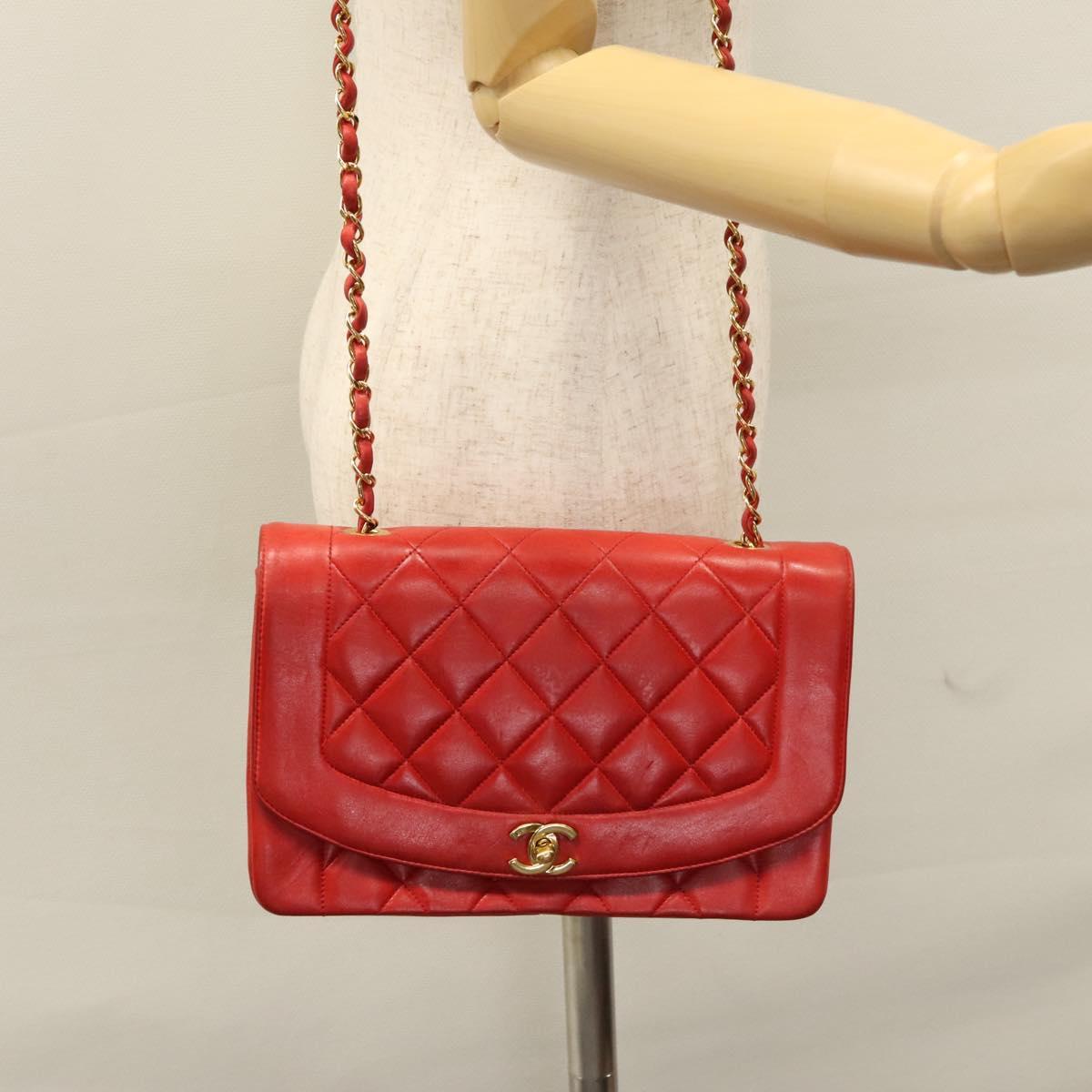 Chanel Diana Red Leather Shoulder Bag (Pre-Owned)