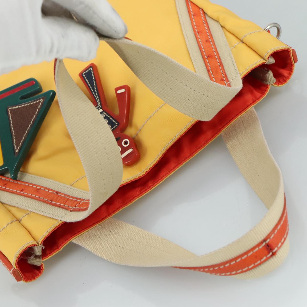 Prada Tessuto Yellow Canvas Handbag (Pre-Owned)