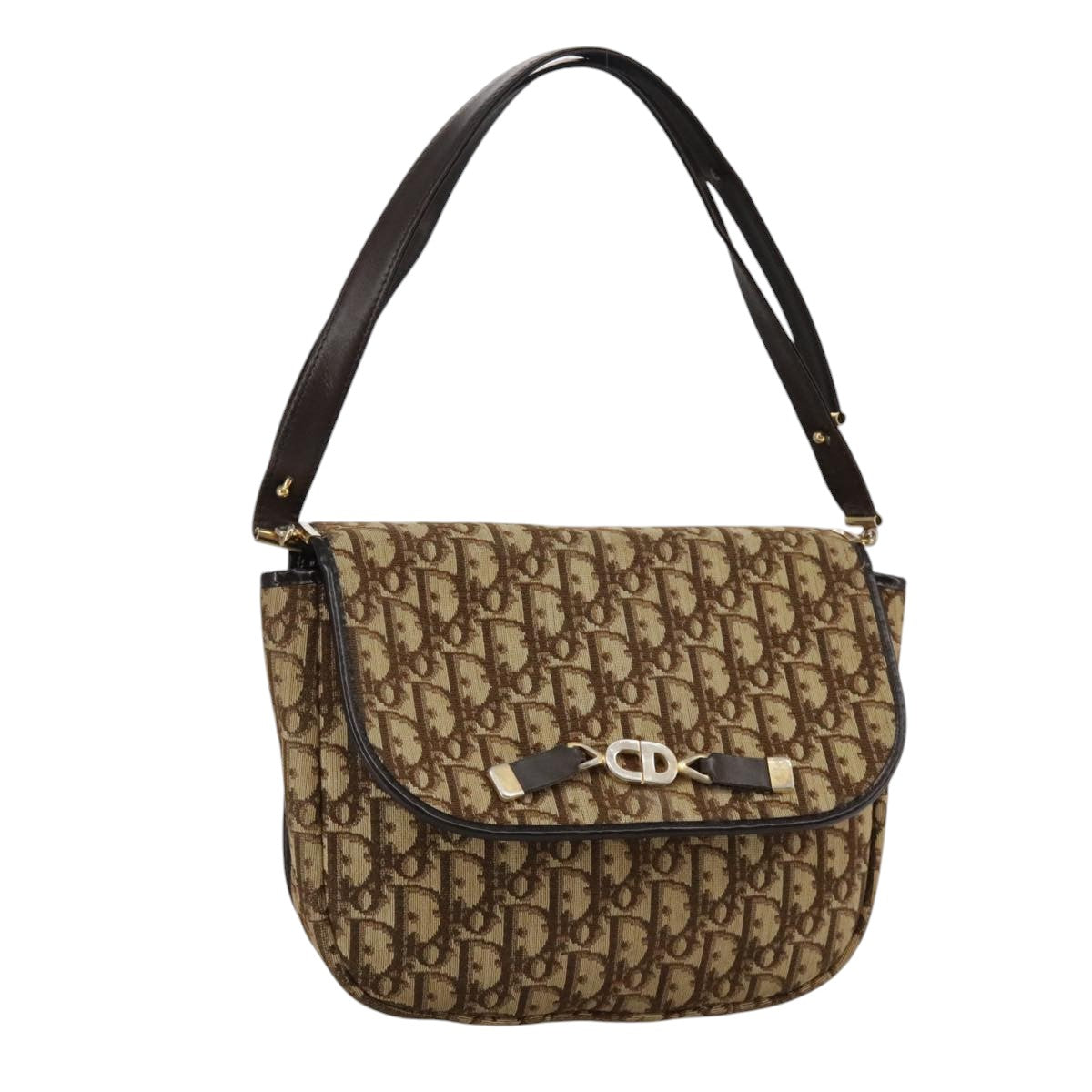 Dior Trotter Brown Canvas Shoulder Bag (Pre-Owned)
