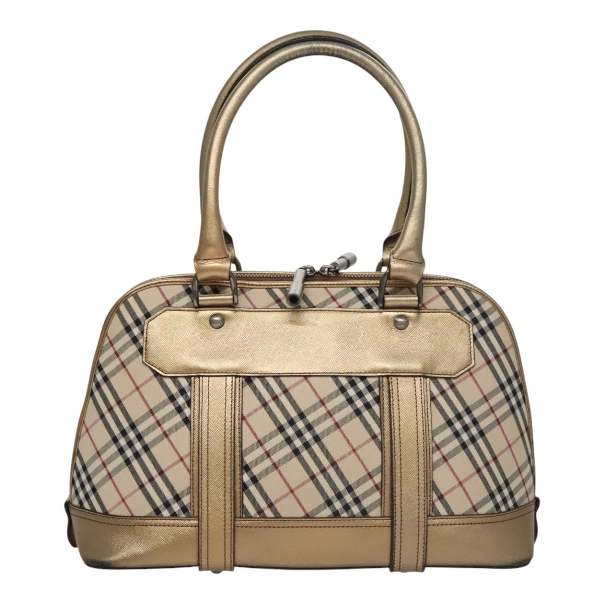 Burberry Nova Check Beige Canvas Handbag (Pre-Owned)