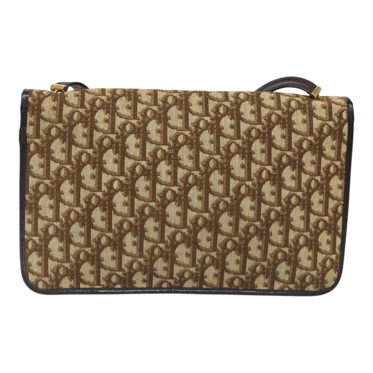 Dior Trotteur Brown Canvas Shoulder Bag (Pre-Owned)