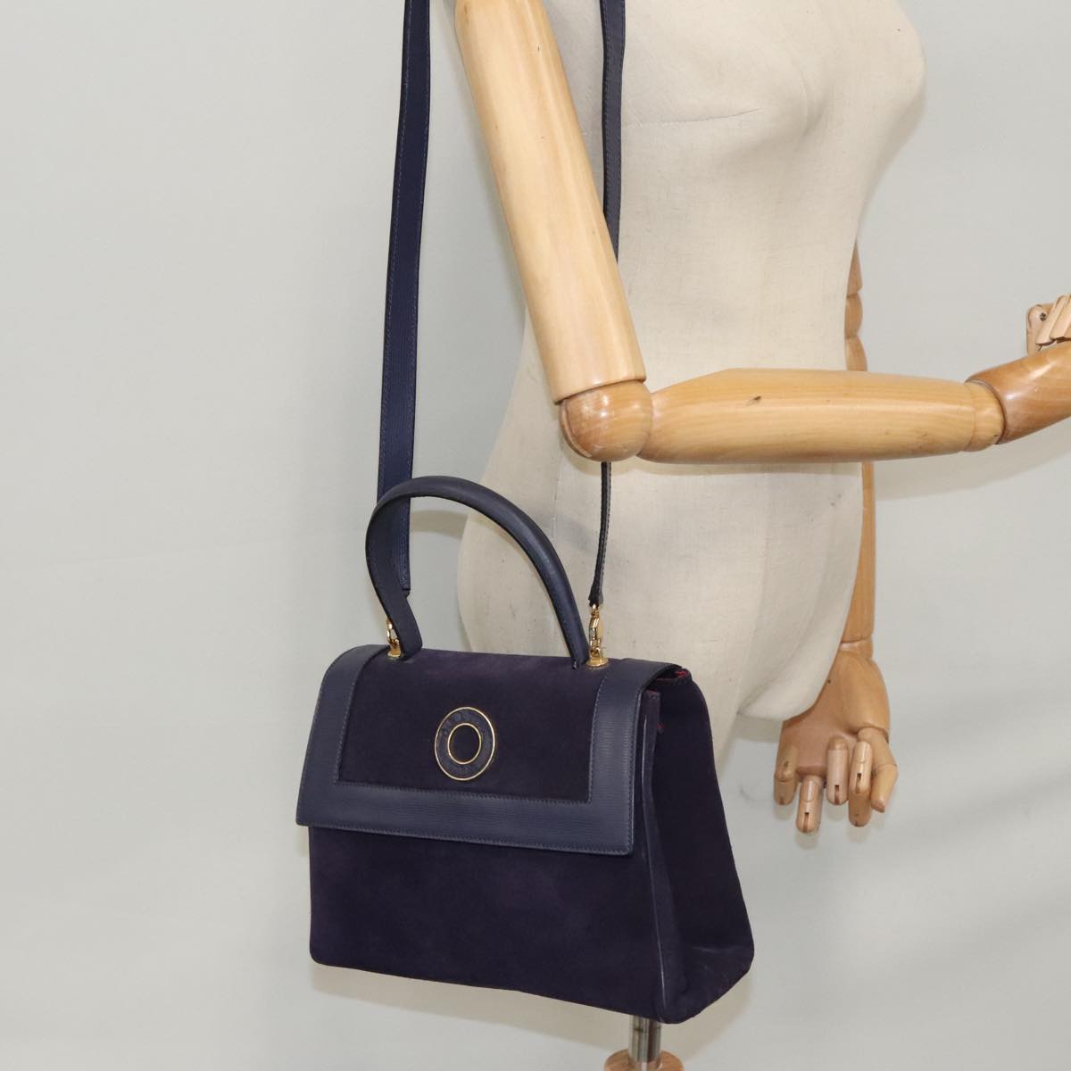 Céline Logo Du Cercle Purple Suede Handbag (Pre-Owned)