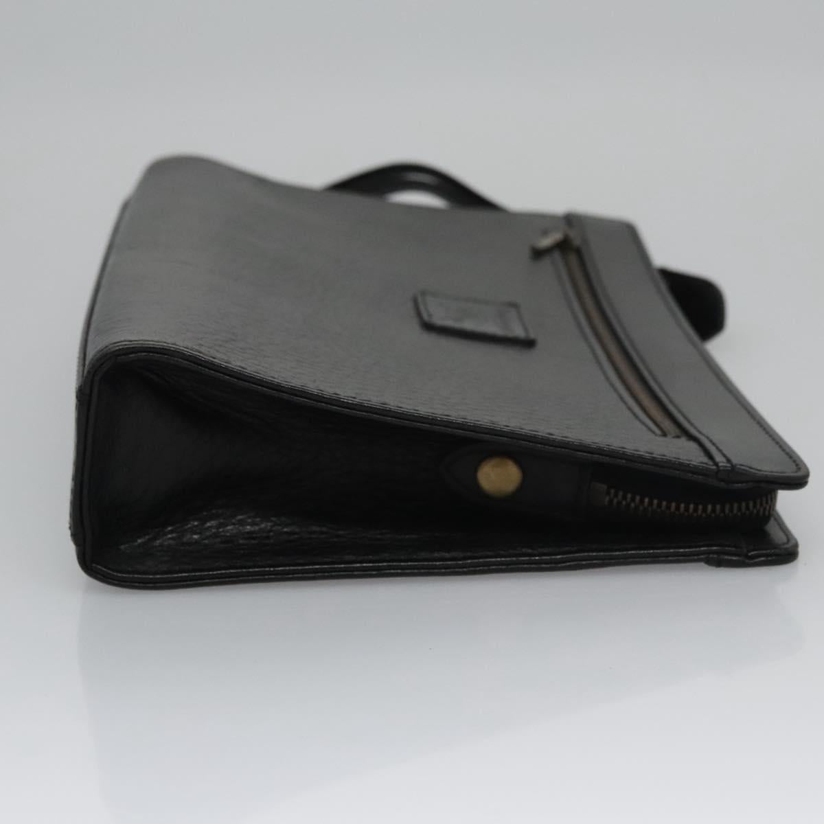 Burberry Check Link Black Leather Clutch Bag (Pre-Owned)