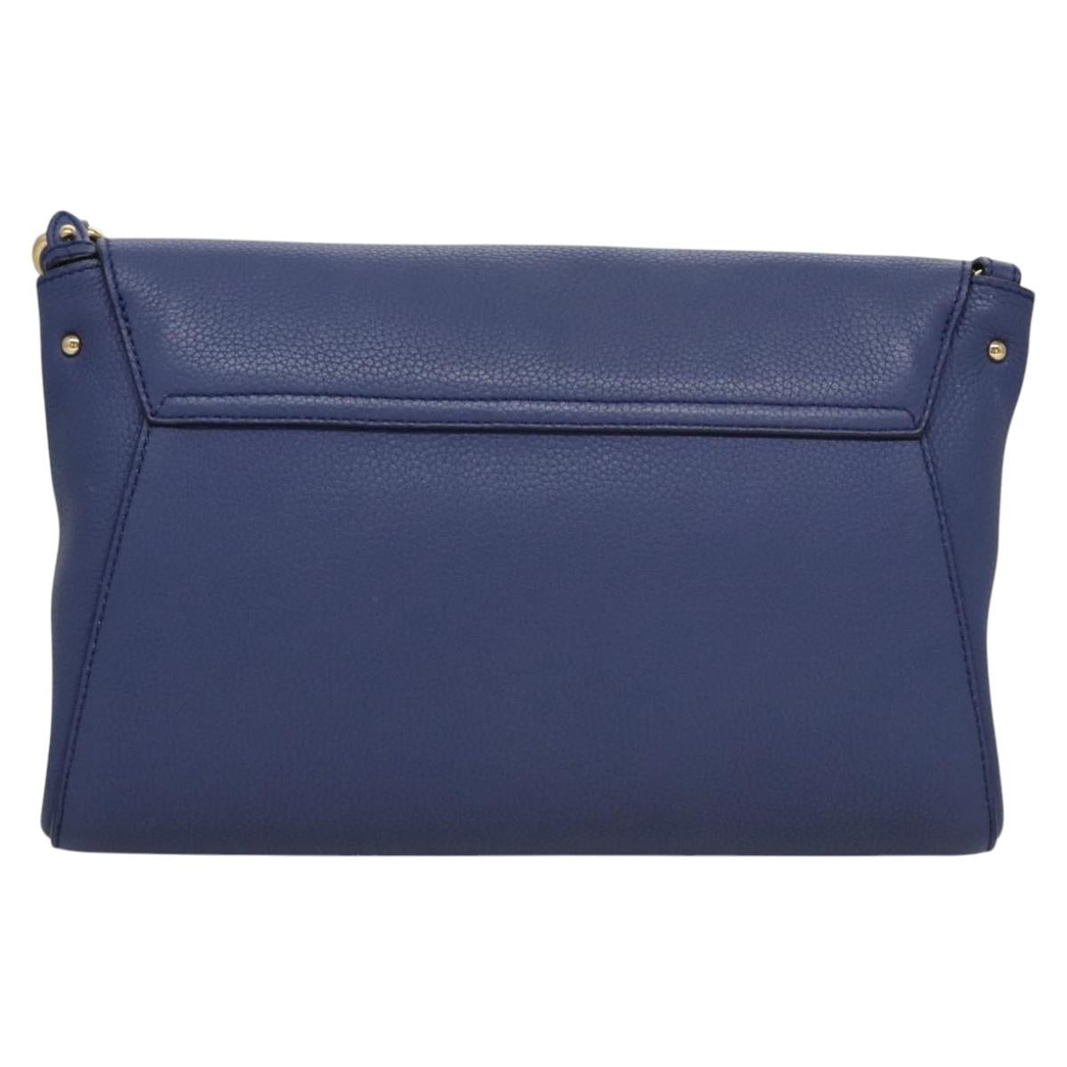 Salvatore Ferragamo Gancini Blue Leather Shoulder Bag (Pre-Owned)