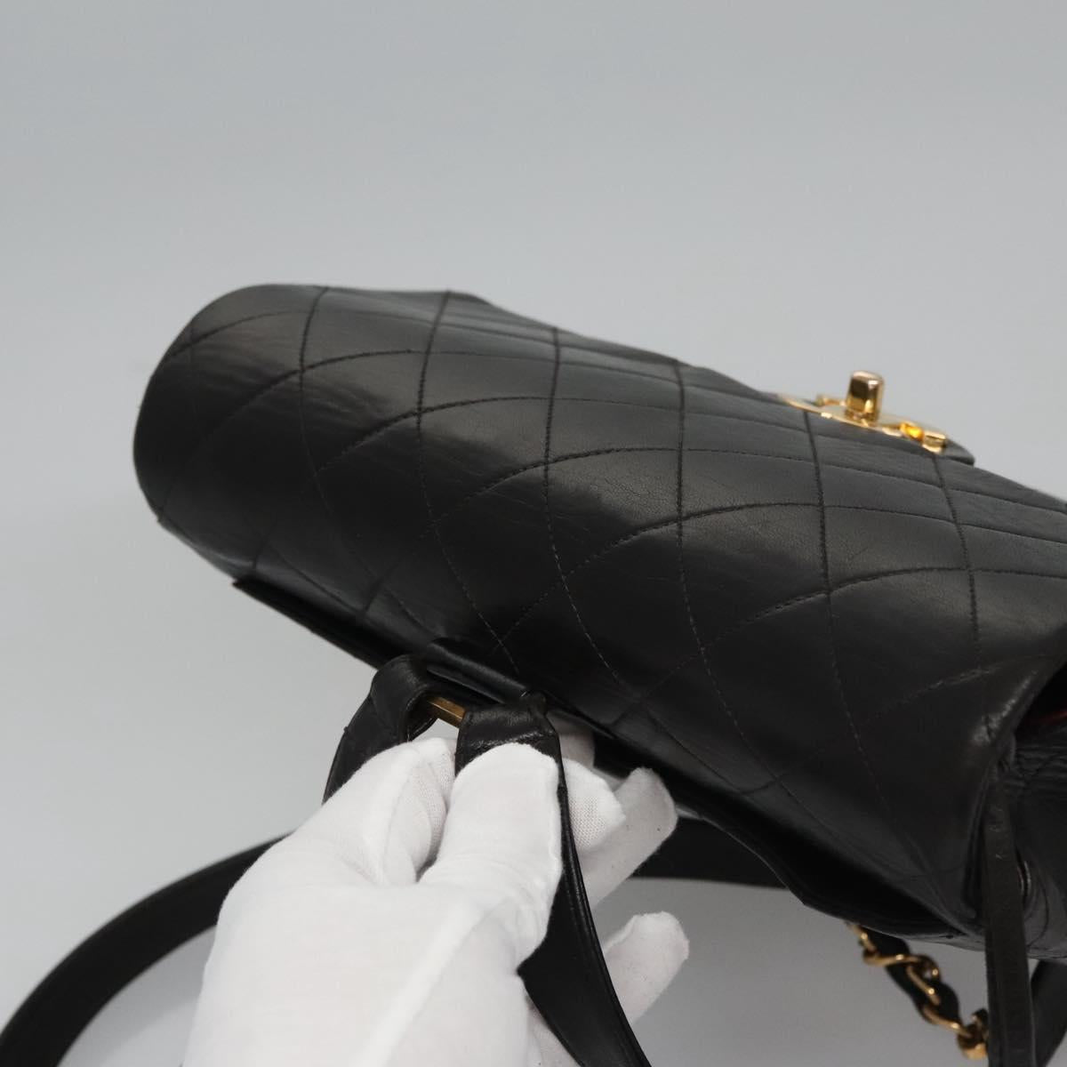 Chanel Single Flap Black Leather Backpack Bag (Pre-Owned)
