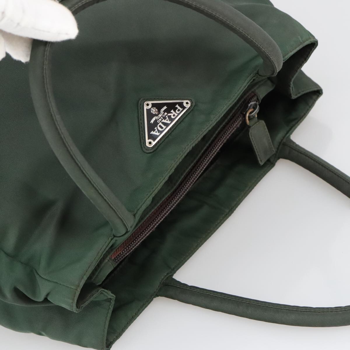 Prada Tessuto Green Synthetic Handbag (Pre-Owned)