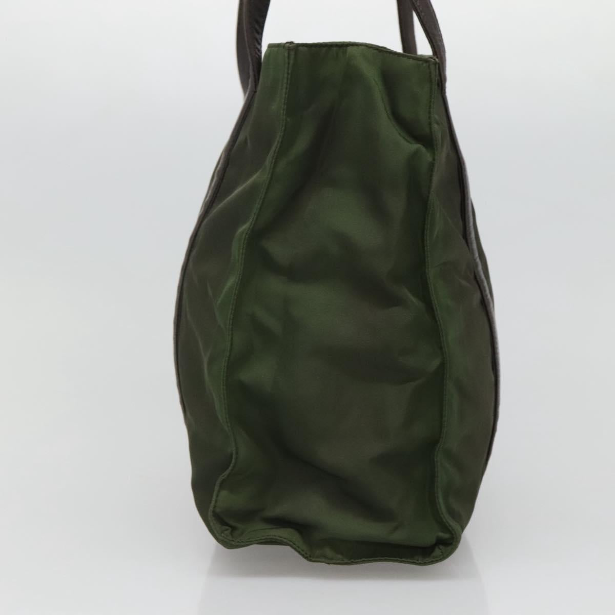Prada Triangle Logo Khaki Synthetic Tote Bag (Pre-Owned)
