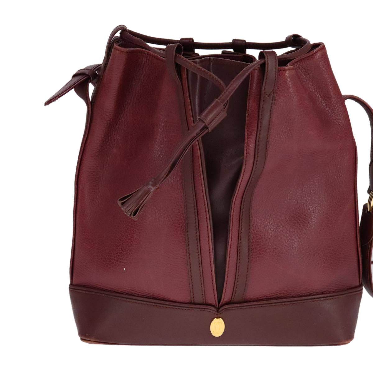 Cartier Must De Cartier Burgundy Leather Shoulder Bag (Pre-Owned)