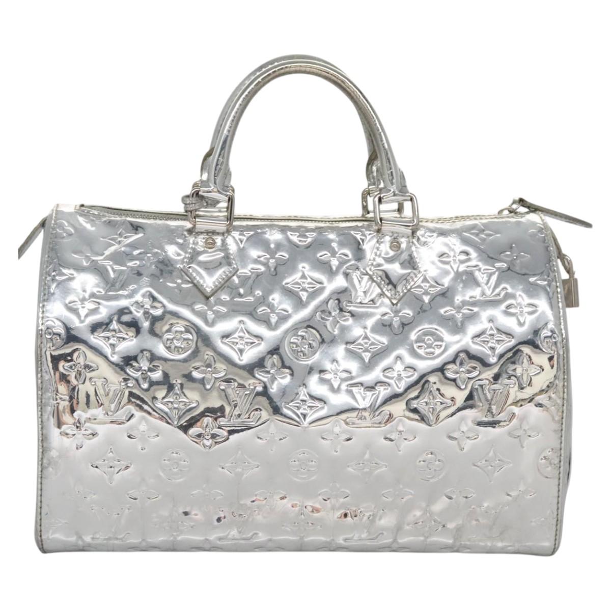 Louis Vuitton Speedy 30 Silver Patent Leather Handbag (Pre-Owned)