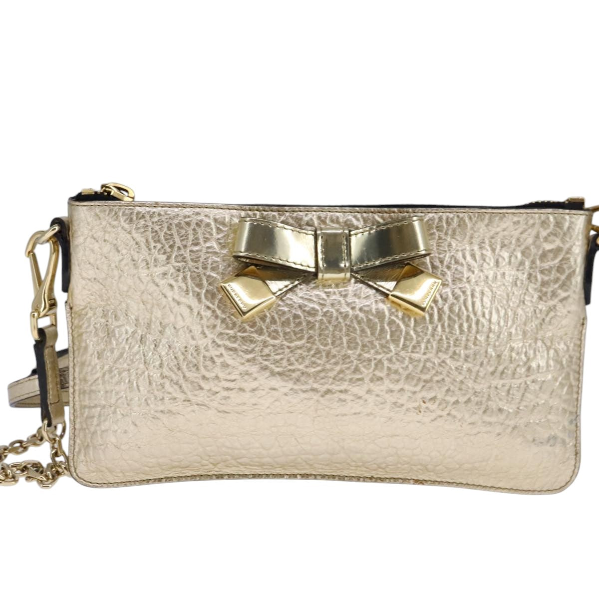 Burberry Gold Leather Shoulder Bag (Pre-Owned)