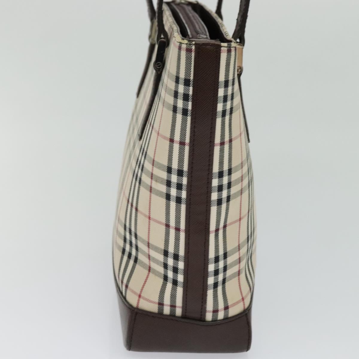 Burberry Nova Check Beige Canvas Shoulder Bag (Pre-Owned)