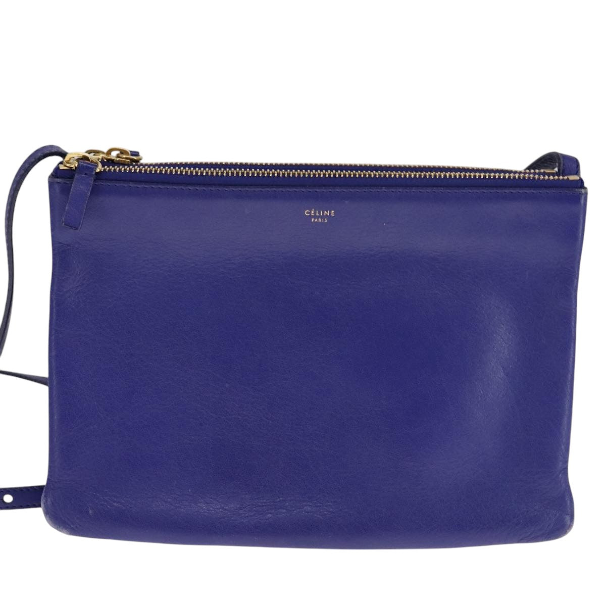 Céline Trio Blue Leather Shoulder Bag (Pre-Owned)