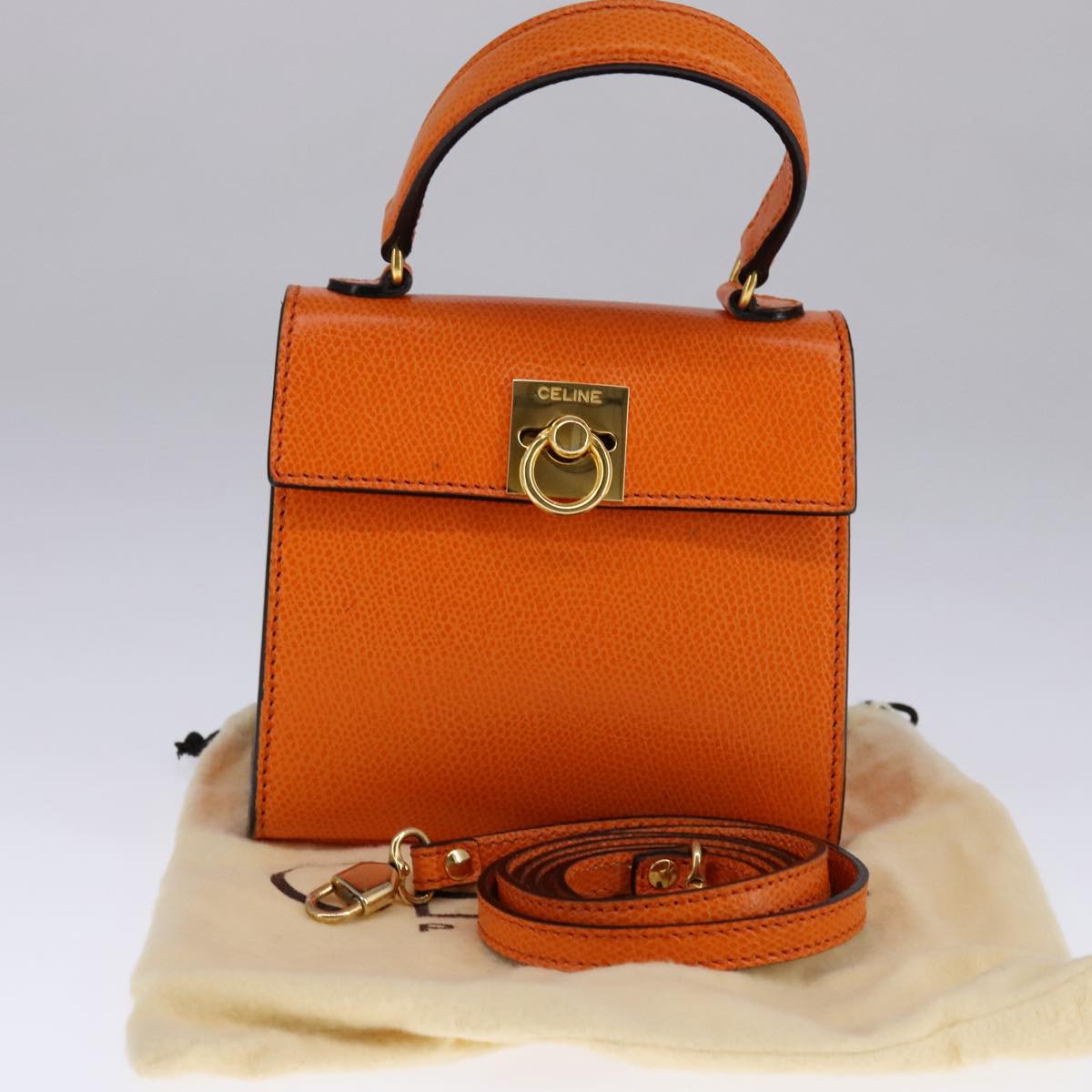 Céline Kelly Orange Leather Handbag (Pre-Owned)