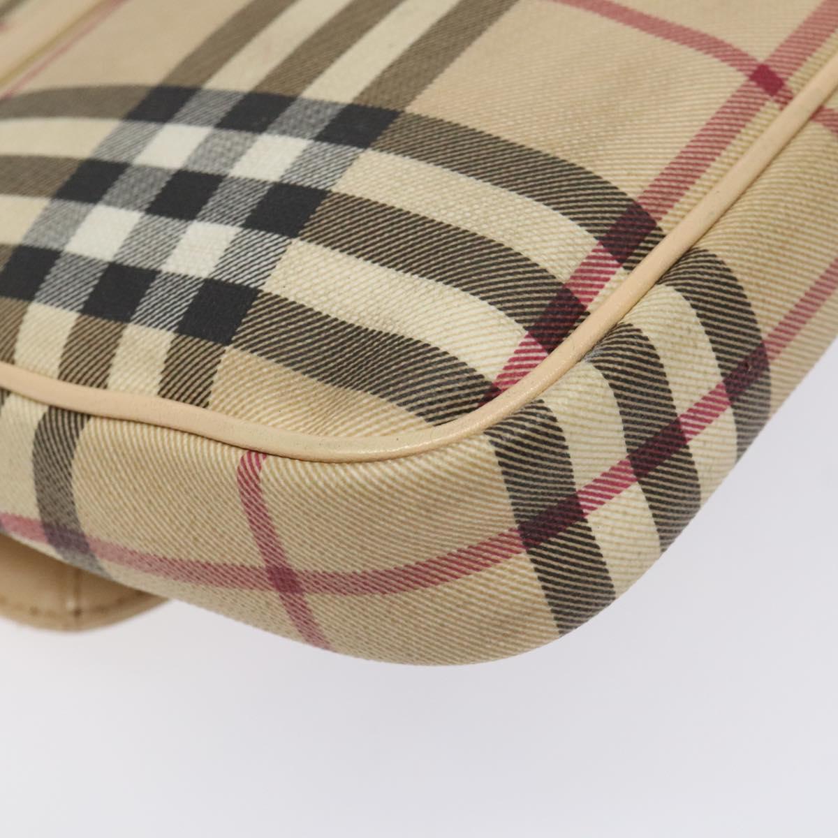 Burberry Nova Check Beige Canvas Shoulder Bag (Pre-Owned)