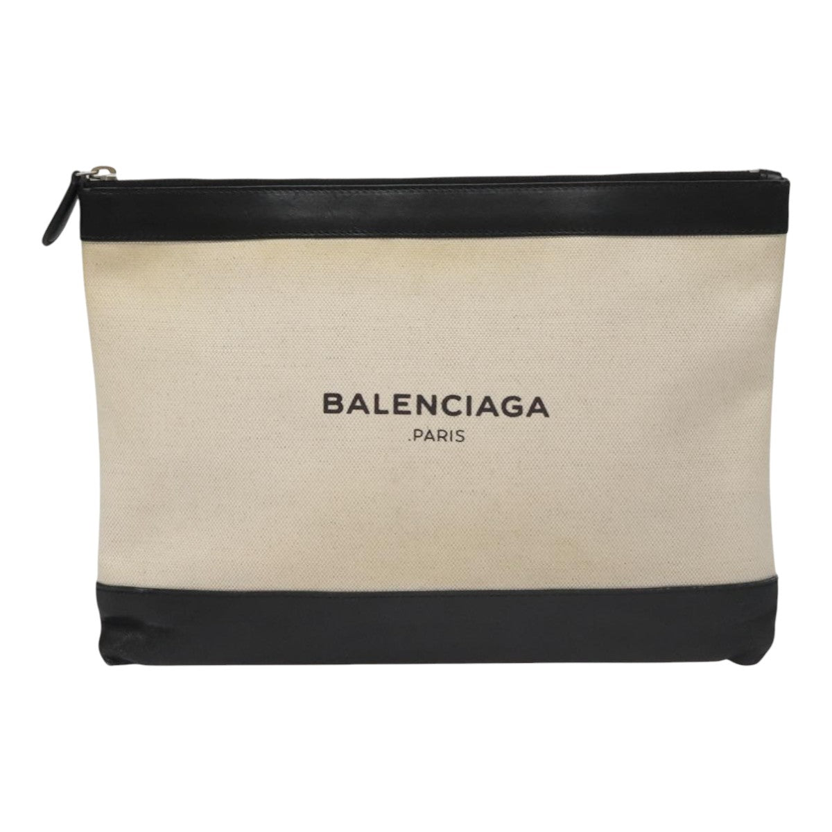 Balenciaga Clip Beige Canvas Clutch Bag (Pre-Owned)