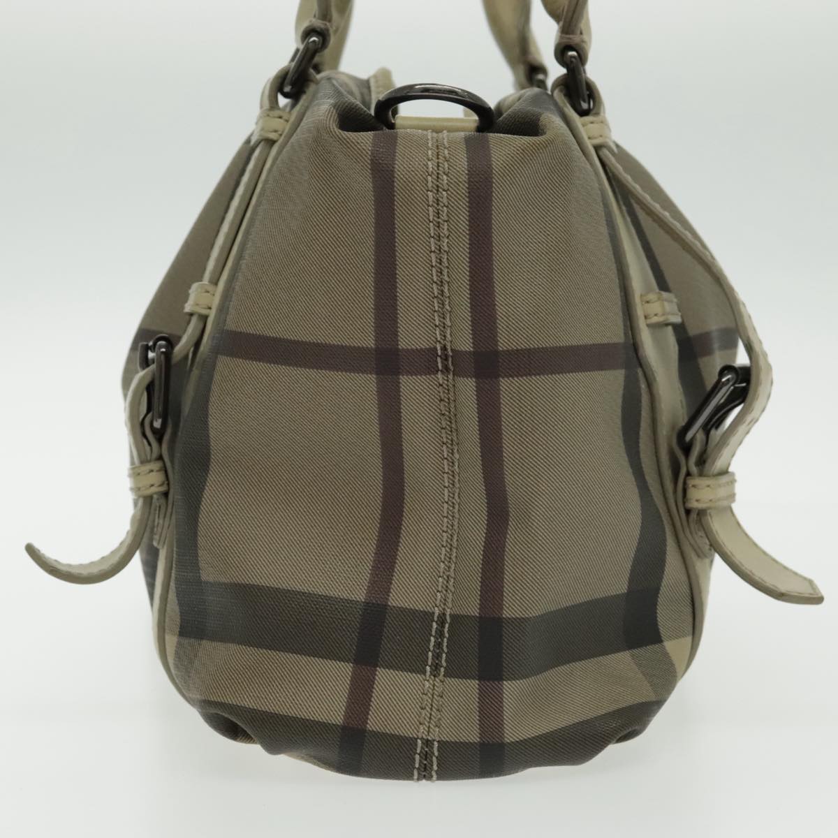 Burberry Nova Check Beige Canvas Handbag (Pre-Owned)