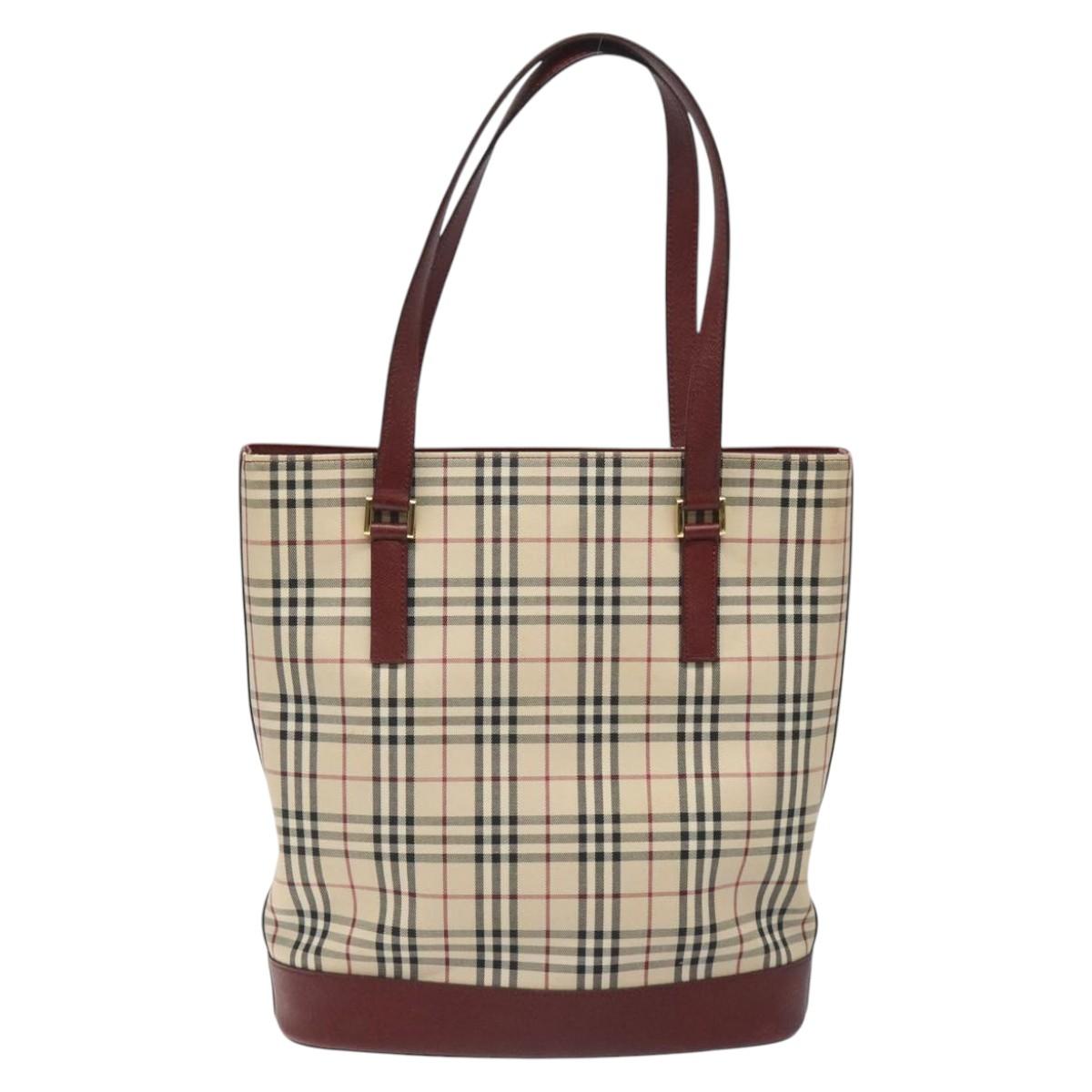 Burberry Nova Check Beige Canvas Tote Bag (Pre-Owned)