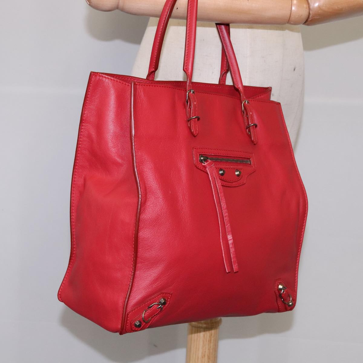 Balenciaga Papier Red Leather Tote Bag (Pre-Owned)