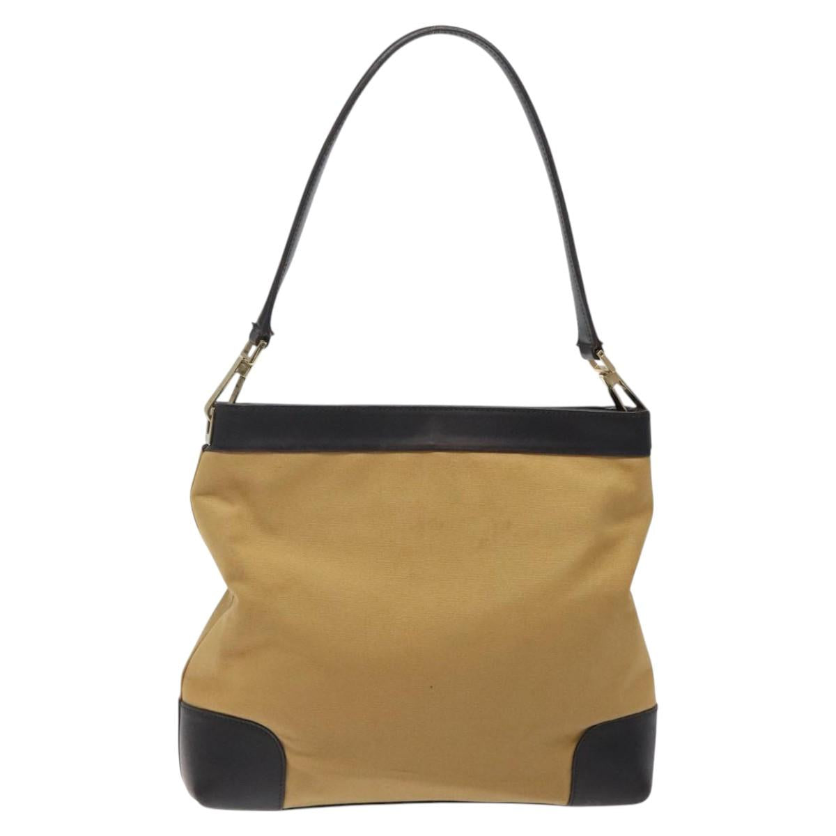 Gucci Sherry Beige Canvas Shoulder Bag (Pre-Owned)