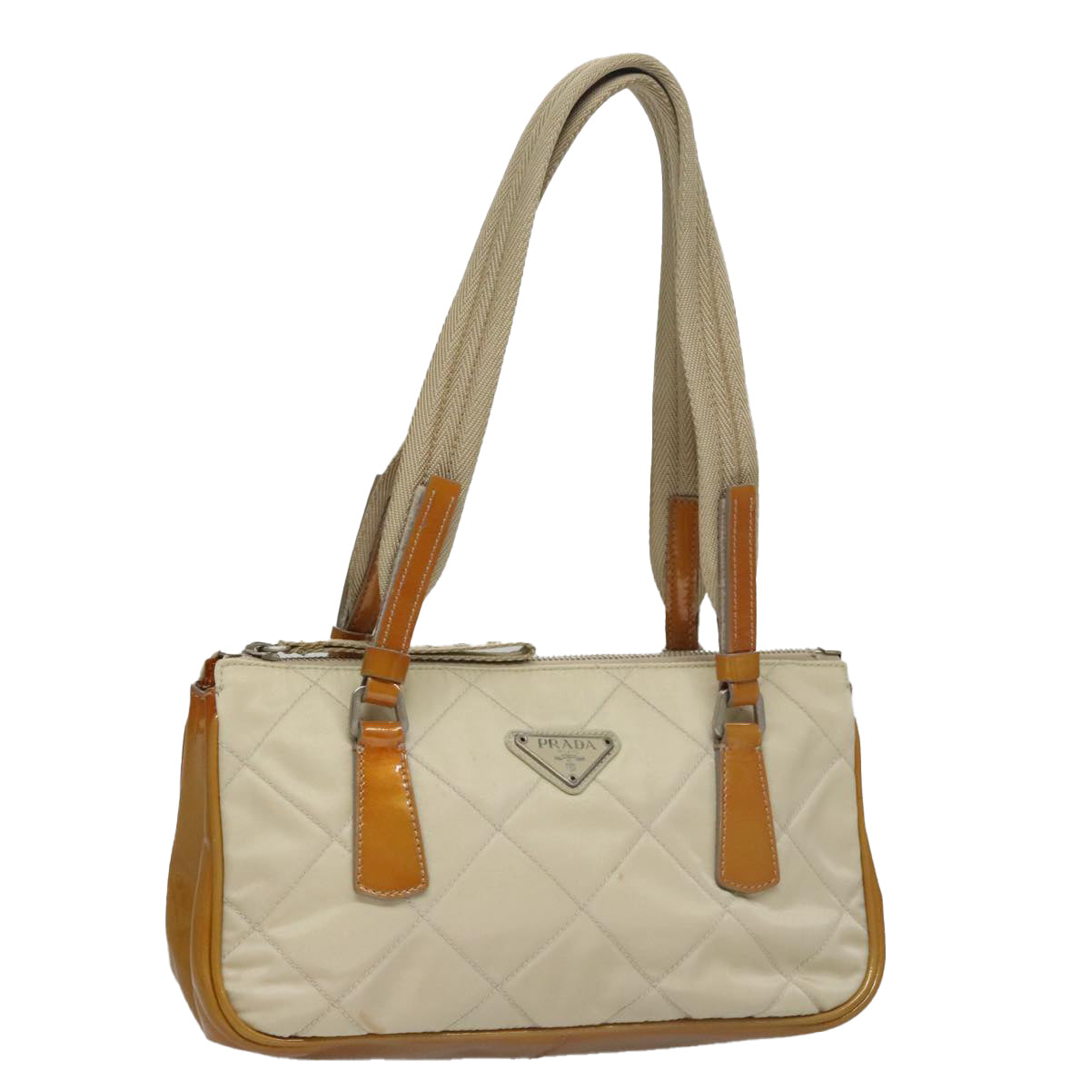 Prada Tessuto Beige Synthetic Shoulder Bag (Pre-Owned)