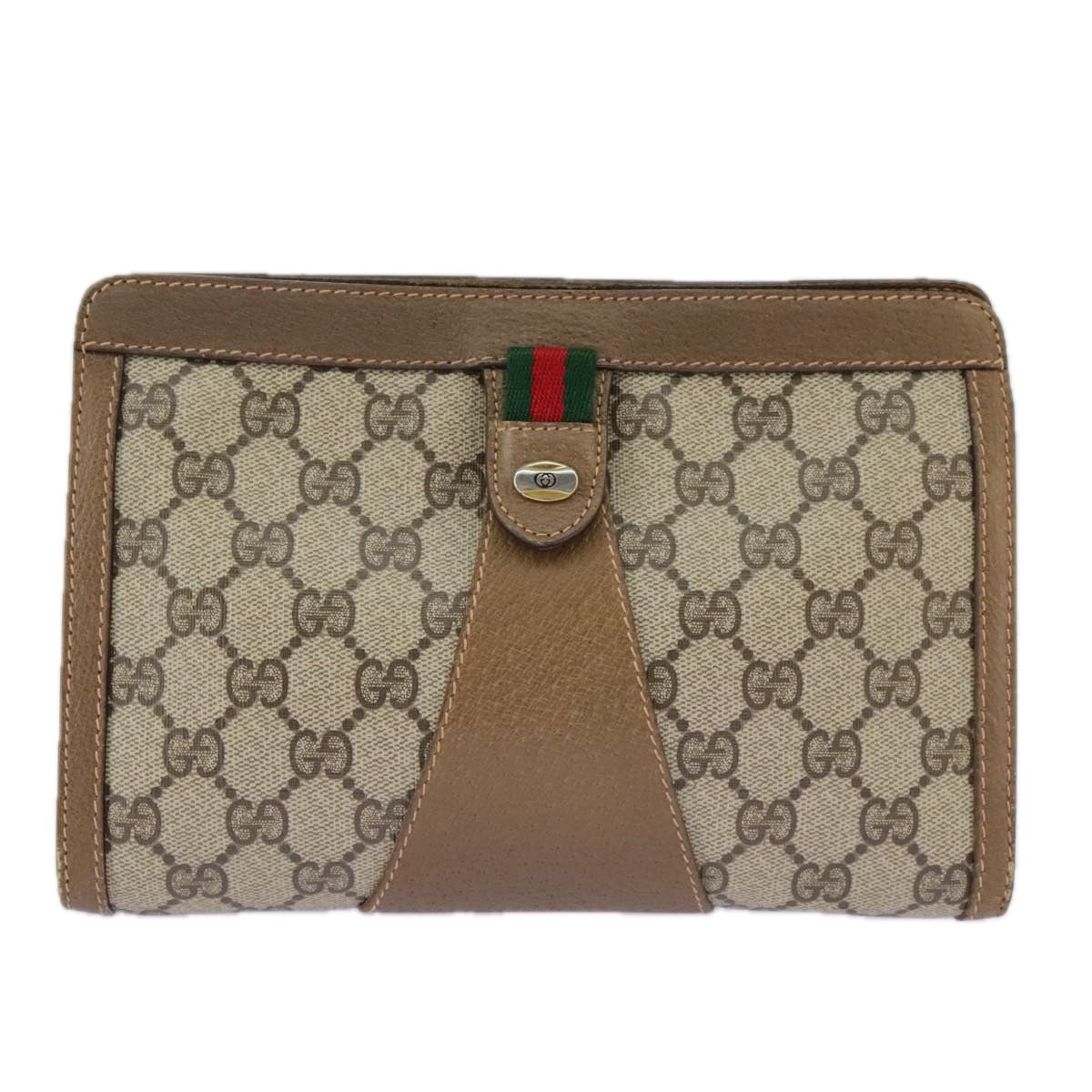 Gucci Ophidia Beige Canvas Clutch Bag (Pre-Owned)