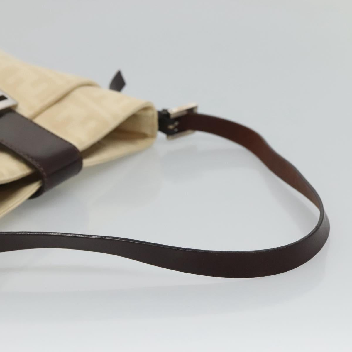 Fendi Zucca Beige Canvas Shoulder Bag (Pre-Owned)