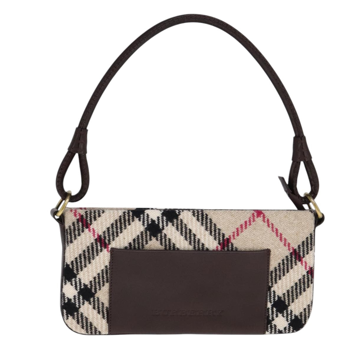 Burberry Nova Check Beige Wool Shoulder Bag (Pre-Owned)