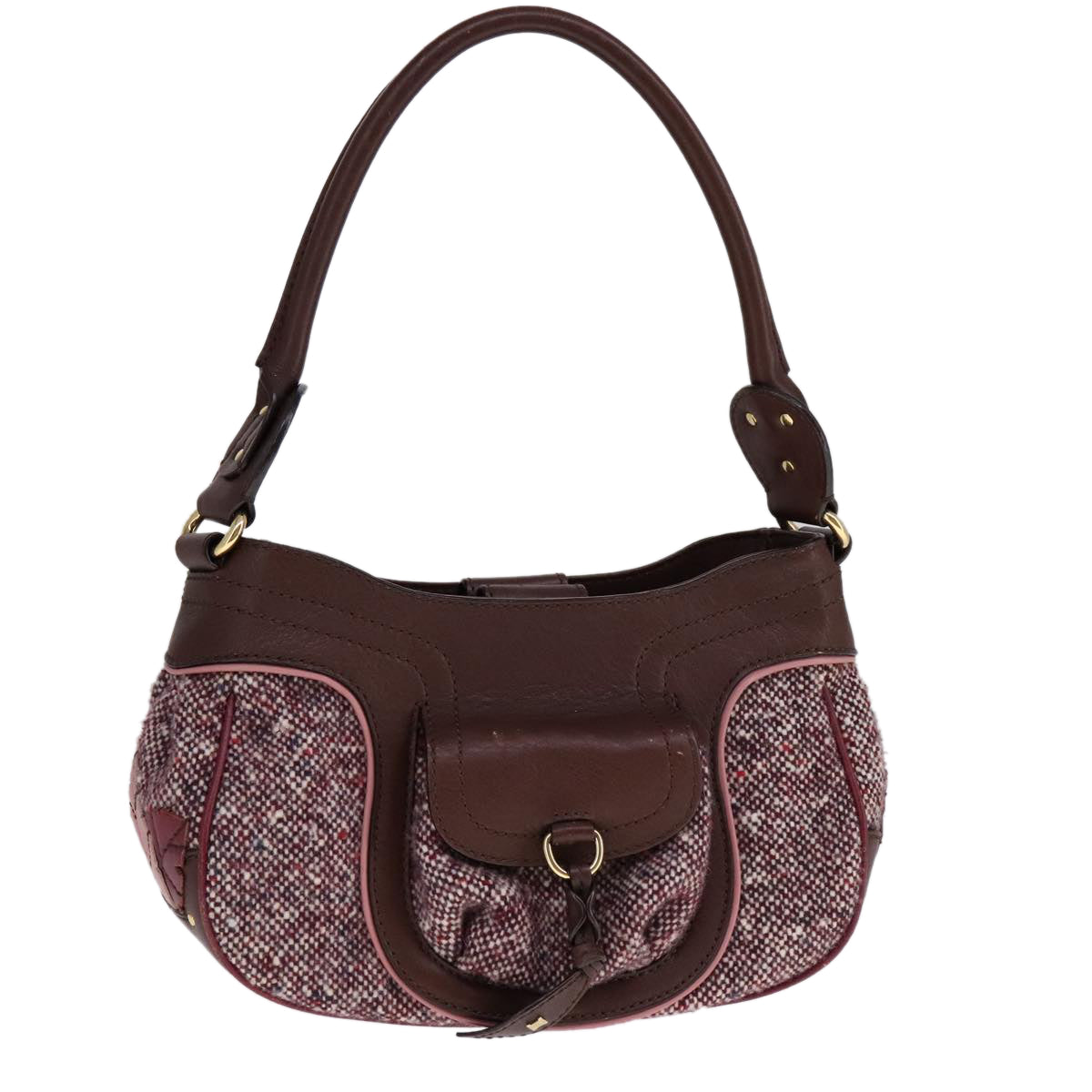 Céline Burgundy Tweed Shoulder Bag (Pre-Owned)